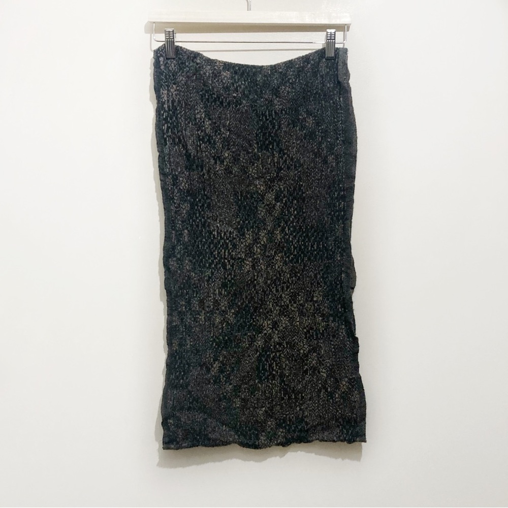 Wilfred Wool Circle Infinity Scarf Dark Grey Taupe Mix Print